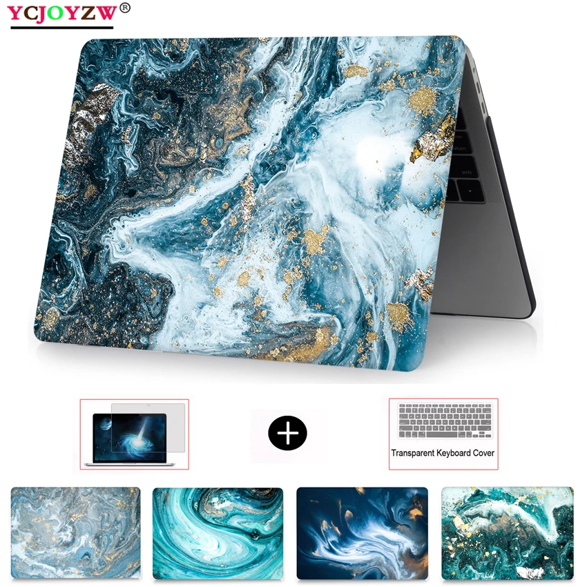 Чехол для ноутбука Macbook New M1 Air Pro 11 12 13 15 16 дюймов Retina с сенсорной панелью мраморный