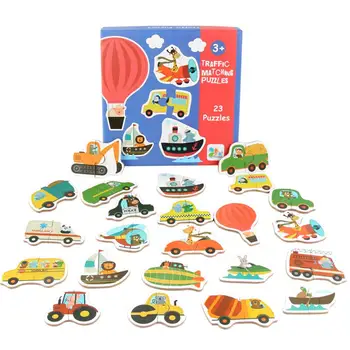 

Cartoon Car Vegetable Wooden Jigsaw Puzzles Pairing Game Early Learning Kits Kids Toy Development Educational Toys For Children