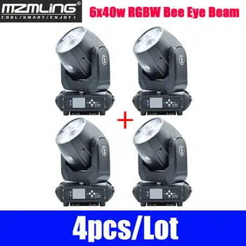 

4pcs/Lot 6x40w RGBW LED Bee Eye Beam Light DMX512 Zoom/Rotate Moving Head Light Professional DJ /Bar /Party /Show /Stage Light