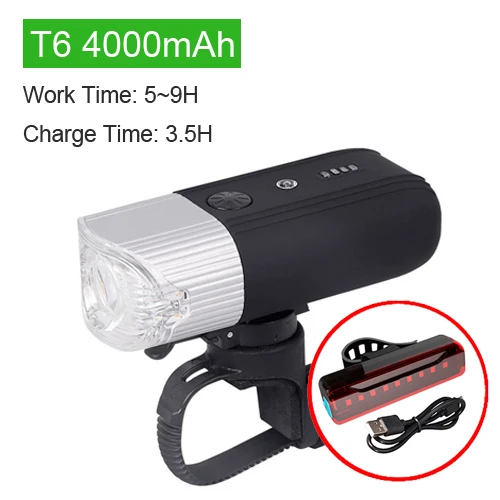 T6 Silver 4000 kit NEWBOLER велосипедный Смарт индукция передний свет USB заряжаемый велосипед противотуманный фонарь Водонепроницаемый фонарик 4000 мАч 5 вольт внешний аккумулятор светодиодный фонарь Bелосипедный свет 5V/1.2A - Цвет: T6 Silver 4000 kit