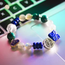 MeiDuo Вэнь ген Аврора ступа kaiyun дизайн транзитный браслет Зеленый Золотой Павлин лунный камень подарок