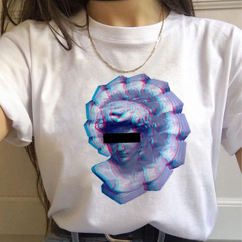 Vaporwave эстетическое 90s модные футболки для женщин Harajuku Ullzang футболки Графический Забавный мультфильм футболка Топ-безрукавка в уличном стиле женский
