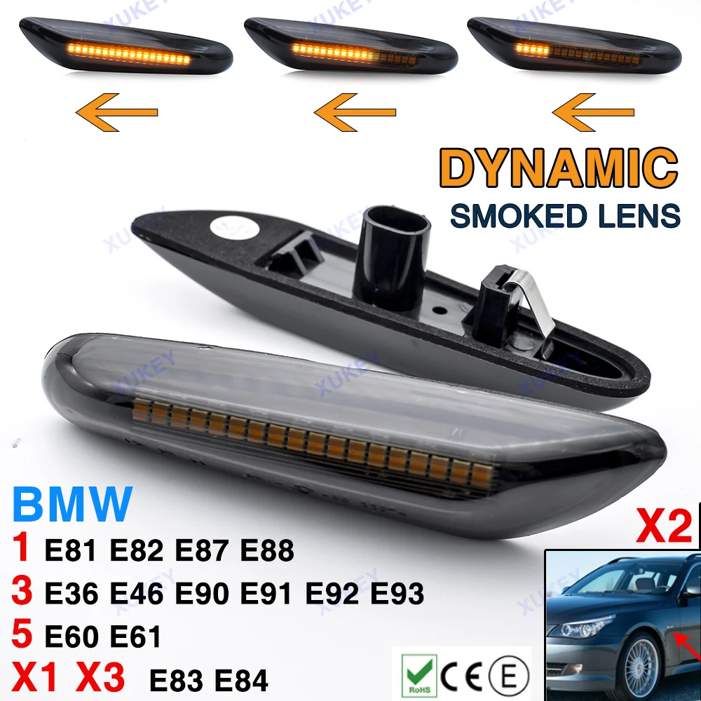 For BMW Led Dynamic Side Fender Turn Signal Light Sequential Blinker Marker Lamp for E90 E91 E92 E93 E60 E87 E82 E46 Error Free |