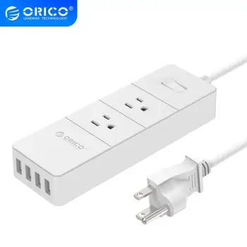 

ORICO Power Strip 4 USB Surge Protector Socket for Smartphone Intelligent Recognition Patch Board with AC*2Max 1250W