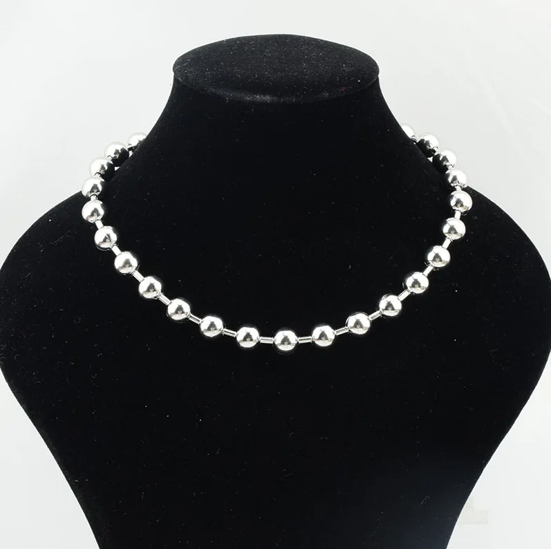 Kpop Beaded Stainless Steel Necklace Beads Choker Necklaces