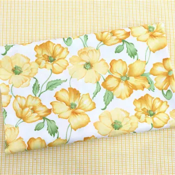 

Printed yellow Flower baby Cotton twill fabric for DIY bedding cloth Sewing patchwork quilting and fashion dress making fabrics