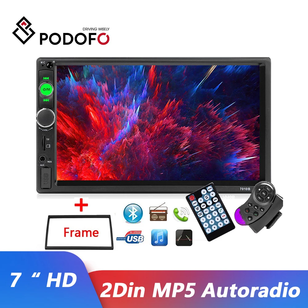 Автомагнитола Podofo мультимедийный проигрыватель 2DIN с 7 &quotсенсорным HD экраном