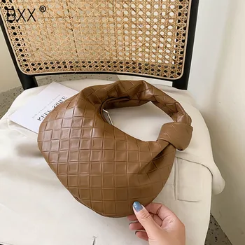 

[BXX] PU Leather Weave Crossbody Bags For Women 2020 Mini Totes Lady Solid Color Travel Shoulder Handbags Party Clutch HM153