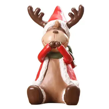 

1pc Resin Deer Xmas Ornament Elk Craft for Office Christmas Home Desktop