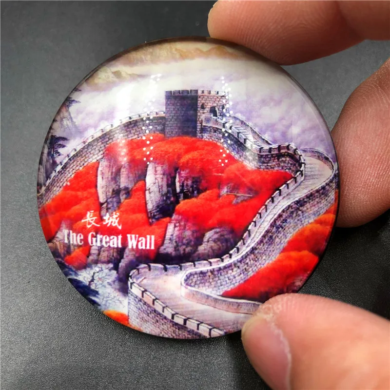 

The Great Wall Decorative Magnets Chinese Panda Cute Magnets Qingming Shanghe Tu Creative Circle Crystal Fridge Magnet Souvenir