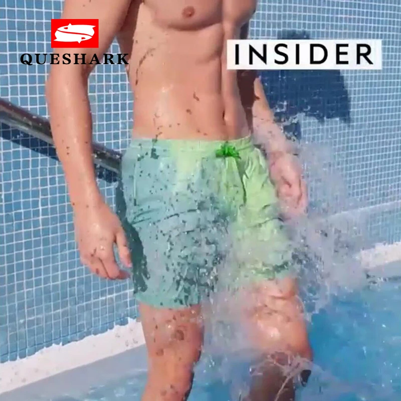 

Men Magic Changable Color Beach Shorts Discoloration Swimming Trunks Quick Dry Swim Pool Surfing Temperature Color Change Shorts