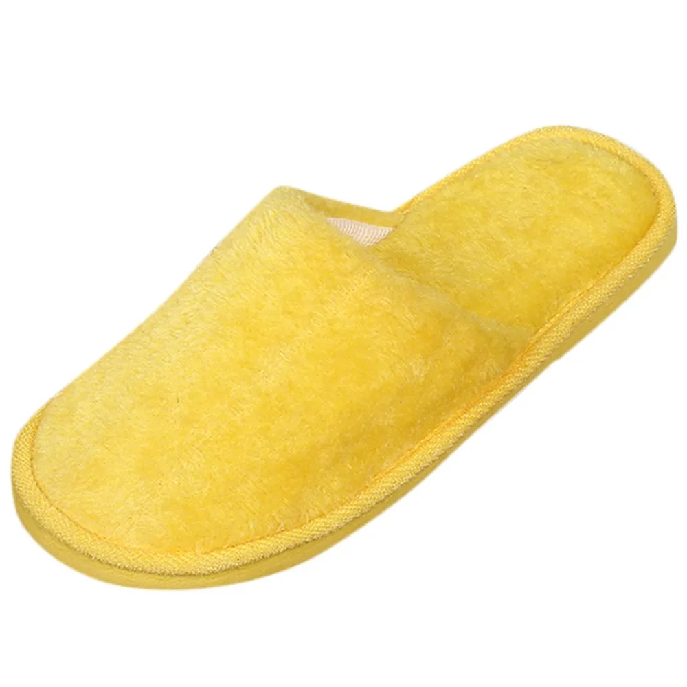 Женские и мужские тапочки; мужские теплые домашние плюшевые мягкие тапочки; нескользящие зимние комнатные тапочки; chaussures femme - Цвет: Yellow