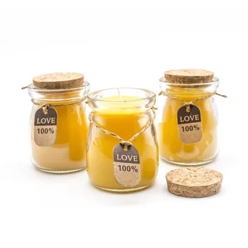 

Handmade Ochre Color Beeswax Candle Containers With Lids KH 100% Natural Organic Pure Wax Candles For Personal Care 3 PCS / Lot