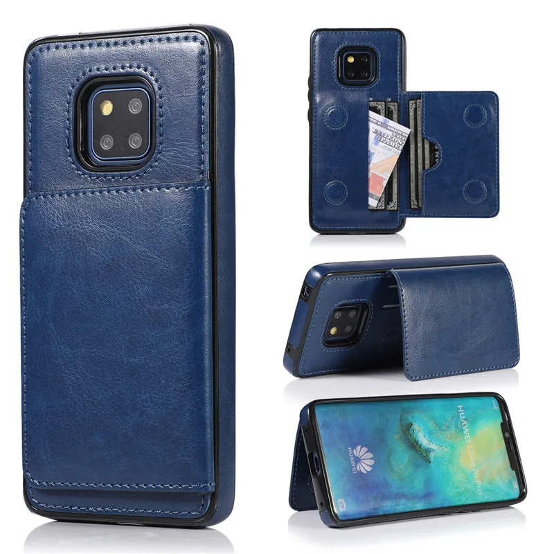 Синий Кожаный чехол-книжка с несколькими отделениями для карт для huawei mate 20, чехол-кошелек s, ударопрочный чехол-накладка для huawei P30 Pro mate 20 Lite, чехол - Цвет: Синий