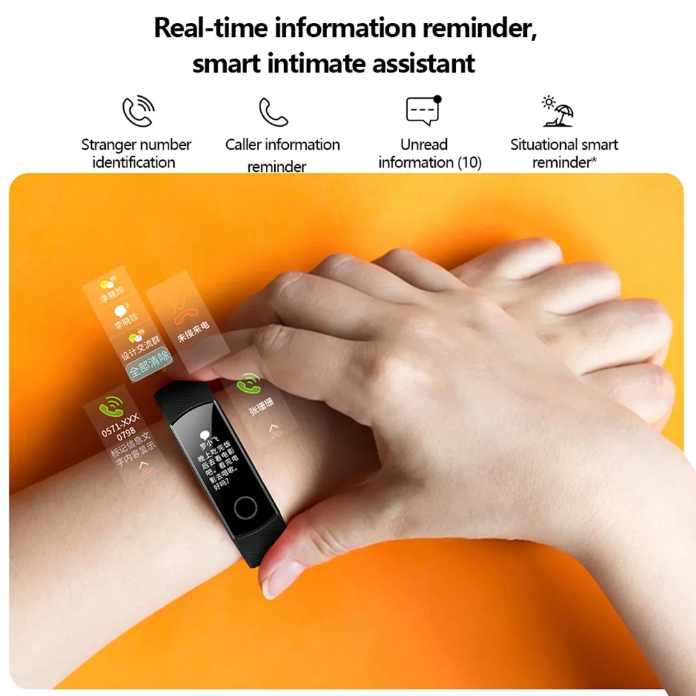  Original Global Huawei Honor Smart Band 4 Touch Color Screen Smart Wristband Waterproof Heart Rate  - 4000183895864