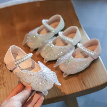 

Spring Children Shoes Girls Princess Dance Sandals Kids Shoes Glitter Leather Fashion Girls Party Dress Wedding Butterfly Shoes