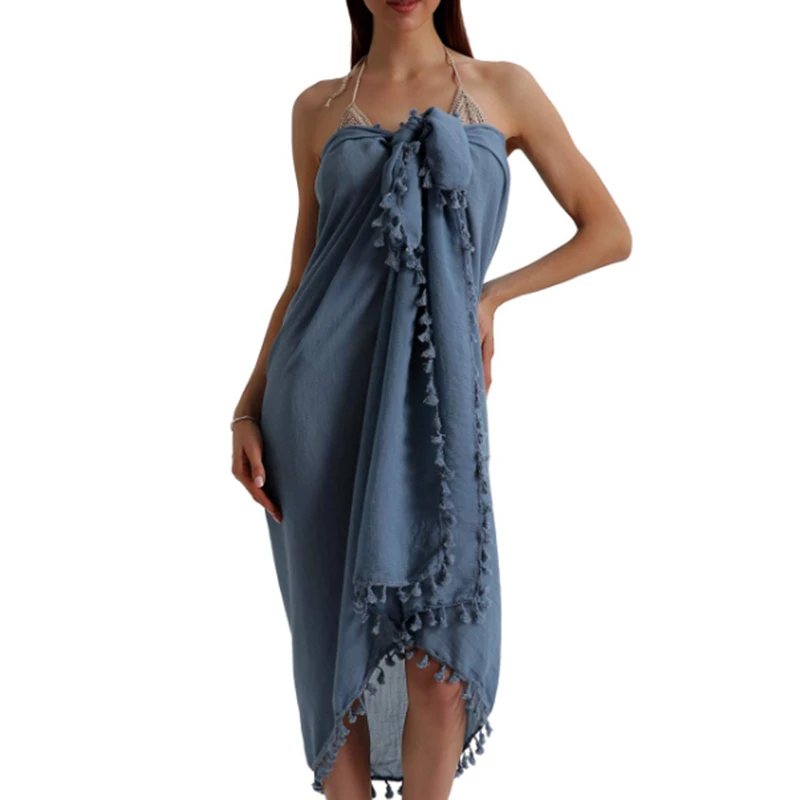 Модные женские летние купальники бикини накидка пляжная Макси Длинная юбка с