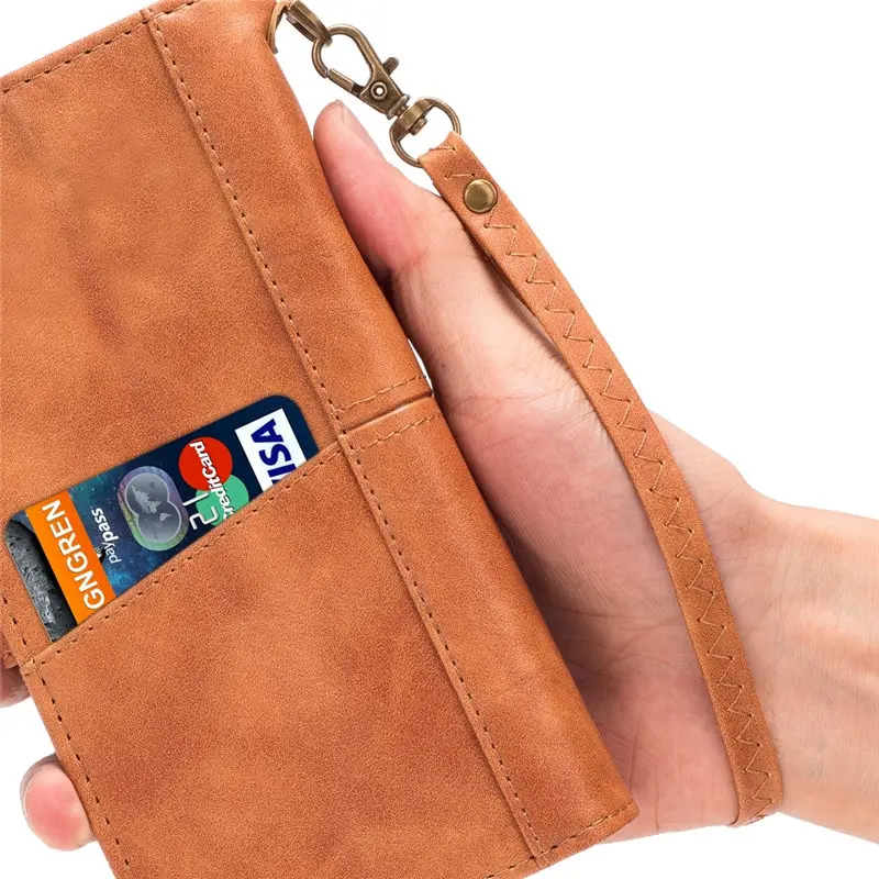 Винтажный кожаный чехол-кошелек для iPhone 11 Pro Max XR XS X 6 6S 7 8 Plus, откидная крышка, отделения для карт, чехлы на заднюю панель телефона, чехол