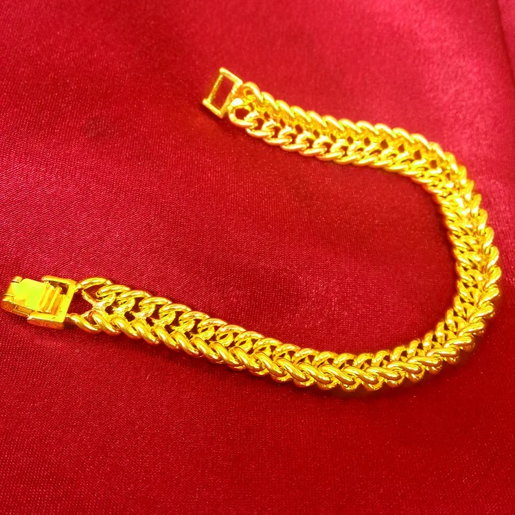 

Exquisite 14K Gold Bracelet for Men Wedding Engagement Jewelry Not Fade Men's Watch Chain Hand Bracelets Male Birthday Gifts