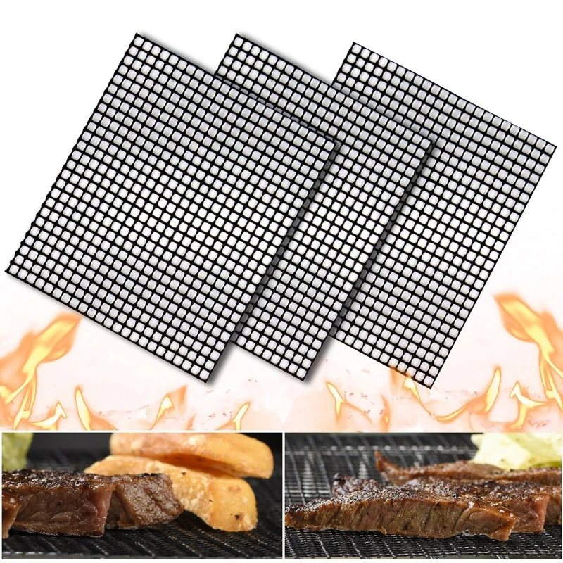 

Non-Stick Outdoor BBQ Net Grill Mats Cooking Sheet Barbecue Liner Roaster Pad Net Wire Net For Camping Hiking Picnic 1PC