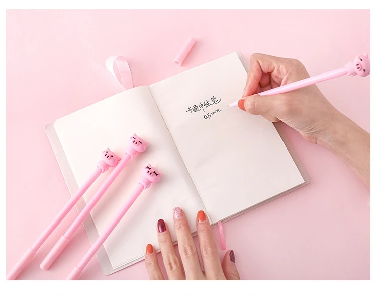 Пенал+ 4Pen+ 10 Refill) креативный пластиковый прозрачный чехол в форме кроличьих ушек с милым мультяшным поросенком