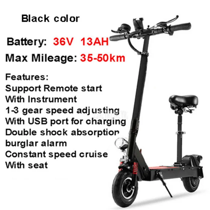 36V 13AH электрический самокат 8 дюймов колесо легко складывающийся E-Scooter 350W Электрический скейтборд мини-Электрический велосипед максимальный пробег 35-50 км - Цвет: Черный