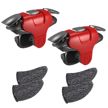 

Mobile Gaming Trigger Joystick For PUBG Mobile Gamepad Fire Button Aim Key L1R1 and 2 Pairs Gaming Finger Covers