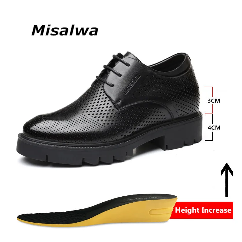 Misalwa-zapatos de vestir para hombre, calzado Formal de cuero Derby, con plataforma y tacón alto de 4/7/9 CM de altura, para verano e invierno