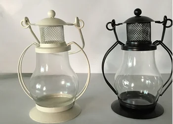 

European style wrought iron świecznik windproof lamp candle holder retro candelabros decorativos de velas