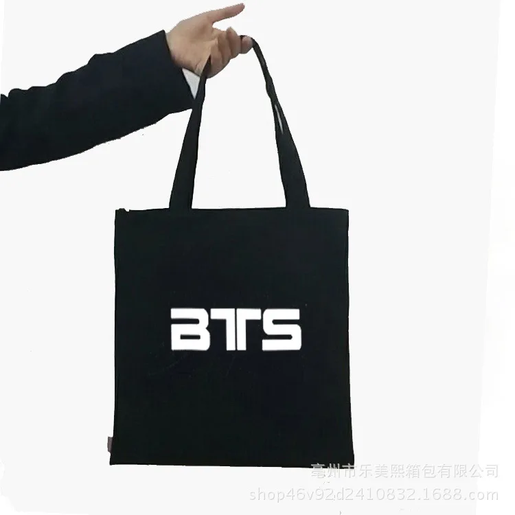 Bts bulletproof для мальчиков, персональный стиль знаменитостей, модный стиль, черно-белая сумка тканевая через плечо, сумка для покупок, школьная сумка