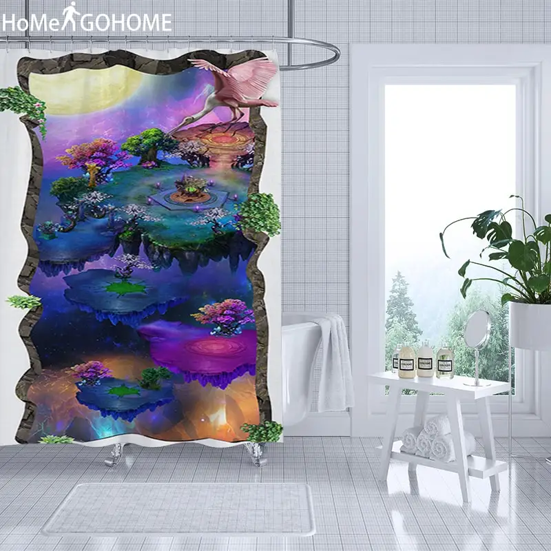 Омбре декор для ванной душ занавеска 3D Psychedelic Звездная ночь пейзаж для ванной занавеска s полиэстер Водонепроницаемый моющийся