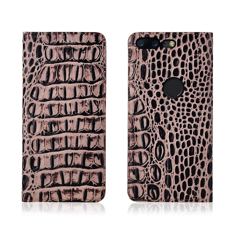 

Crocodile Back Pattern Genuine Real Leather Magnetic Flip Phone Bag For OnePlus 5T/OnePlus 5 Phone Case Leather Coque Funda
