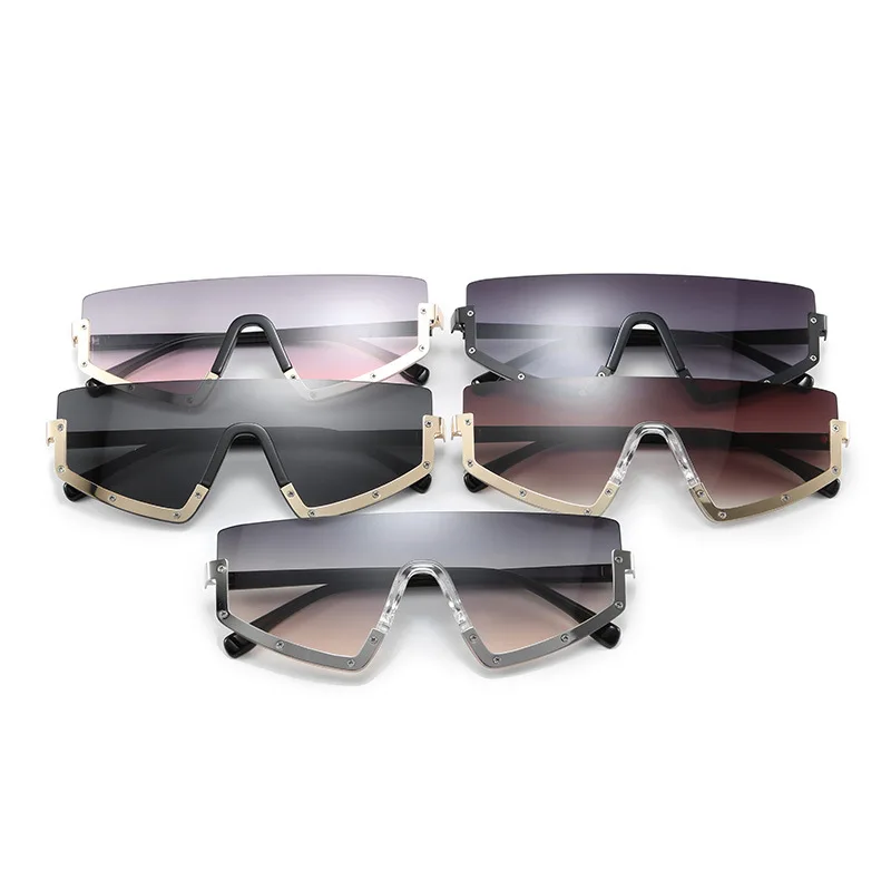 46228, одна линза, половинная оправа, большие солнцезащитные очки для мужчин и женщин, модные очки UV400