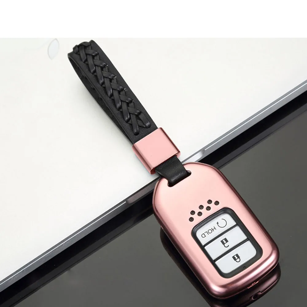 Rose Braided buckle Чехол для ключей из сплава для Honda jade Fit vezel Civic XR-V CRV Accord Crosstour CRIDER Spirior ELYSION Odyssey 2 3 4 чехол для ключей с кнопками - Название цвета: Rose Braided buckle