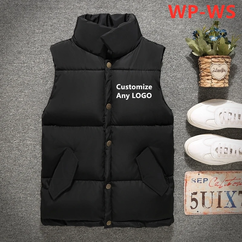 WP-WS, зимний мужской теплый жилет без рукавов, мужская хлопковая куртка с карманами, Классический утепленный флисовый жилет в стиле ретро