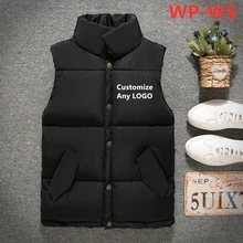 WP-WS, зимний мужской теплый жилет без рукавов, мужская хлопковая куртка с карманами, Классический утепленный флисовый жилет в стиле ретро