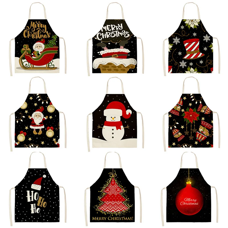 Рождество Санта Клаус черный узор очистки фартуки 53*65 см дома Пособия по