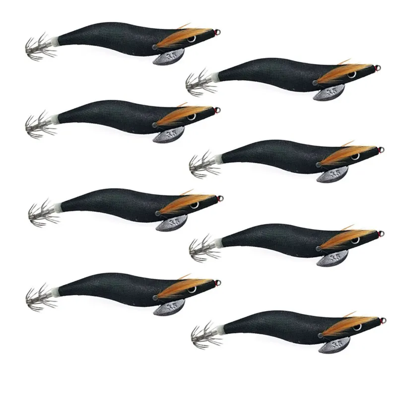 8Pcs Fishing Lure Rattle Squid Jig Squid Hook Lead Sinker 2.5# 3.0# 3.5# with Ball Octopus Cuttlefish Shrimp Hard Bait