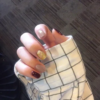 

24pcs Short Length Wearable Fake Nails Shimmering Powder Pure Color Girls Decorated Fashion Finished Fingernails TN