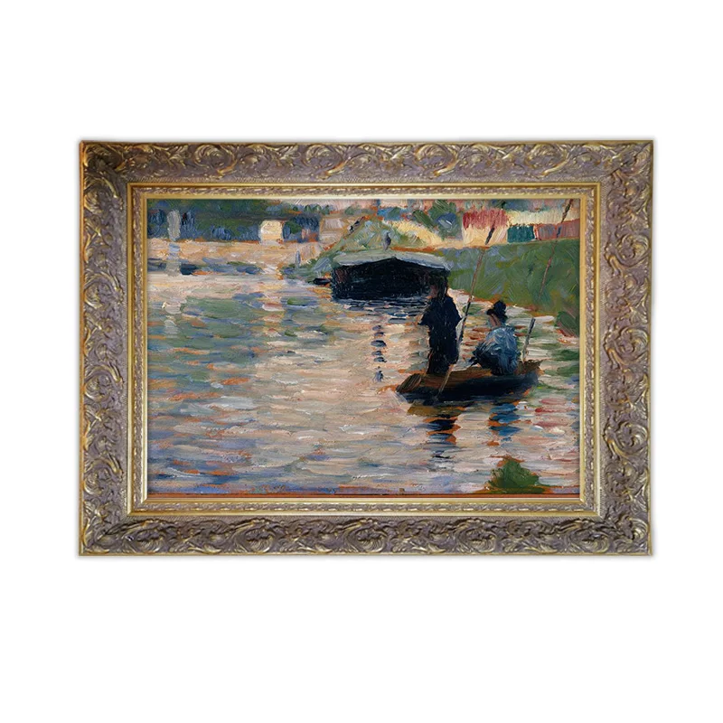 

Framed Georges Seurat view of the seine framed wall art with Easy Assemble DIY Wood Frame