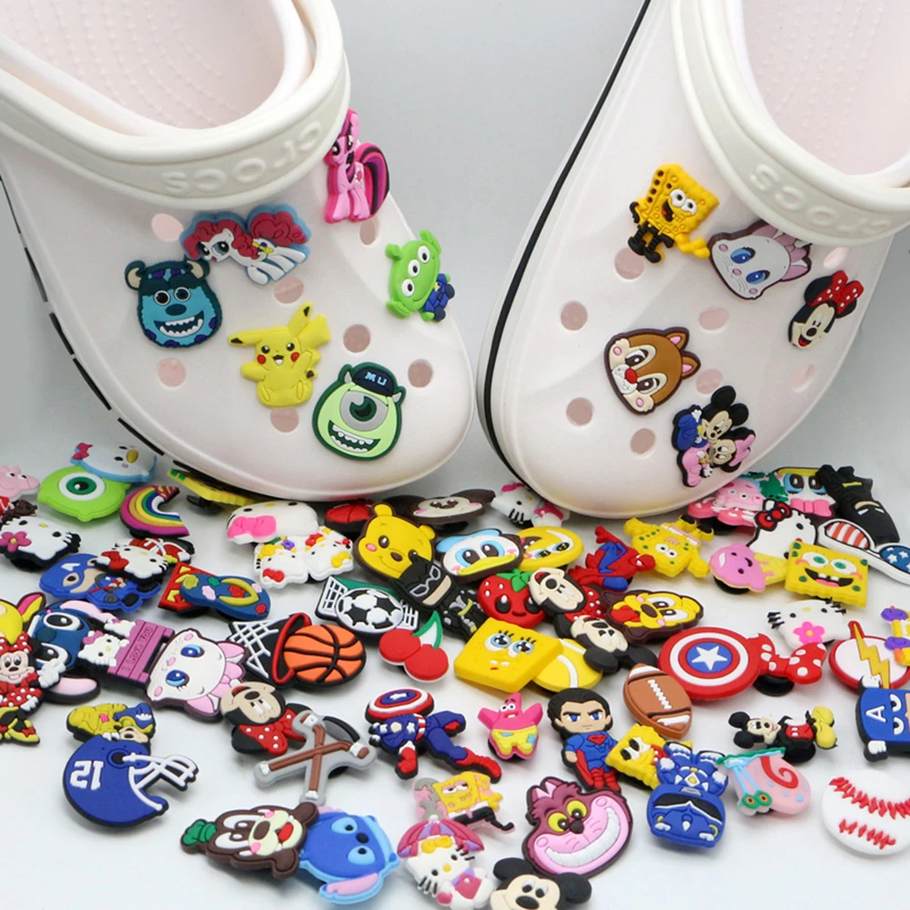 

Mixed Random 100pcs PVC Shoe Charms fit Croc Cartoon Shoe Accessories Flower Decorations JIBZ Ornaments for Shoes Kids Gift