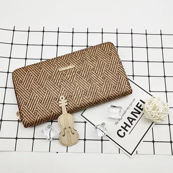 

Retro women Wallet and purses Long Zipper Clutch Fashion Multifunctional luxury Weave pattern Large Capacity Leather Wallet