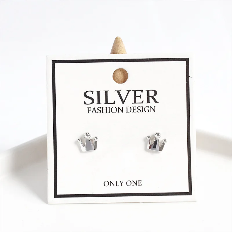 925 Sterling Silver Korean Version Mini Cute Crown Earrings Women Fashion Simple Wedding Party Jewelry Accessories - Image 3