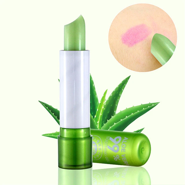 1PC Moisture Lip Balm Long-Lasting Natural Aloe Vera Lipstick Color Mood Changing Long Lasting Moisturizing Lipstick Anti Aging 4
