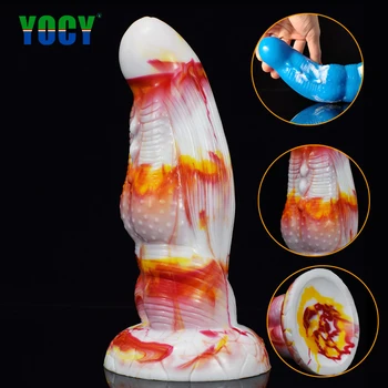 YOCY Huge Alien Fantasy Dildo Vaginal Anal Massager Butt Plug Silicone Colorful Sex Toy With Suction Cup Women Masturbater