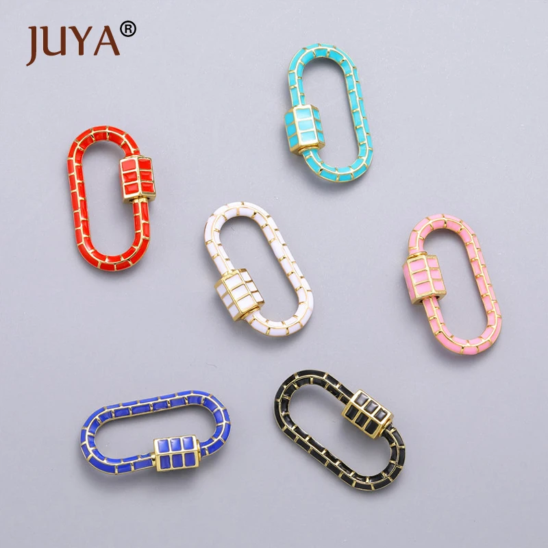 

JUYA Jewelry Making Enamel Clasps Rainbow Carabiner Screw Lock for DIY Jewelry Findings Copper Connector Hand Made Accessories