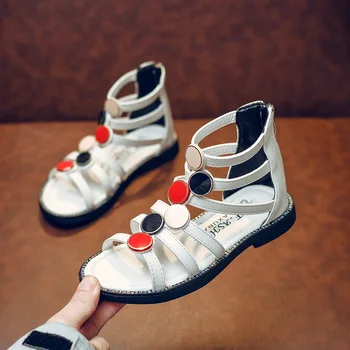 

Children's Princess High-top Beach Sandals With Round Sequined New Gladiator For Medium Big Kid Girls Shoes Fashion Summer Flats