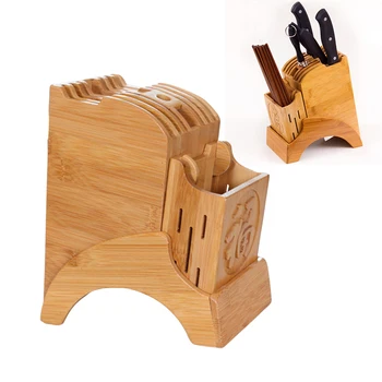 

Kitchen Bamboo Knife Holder Chopsticks Storage Shelf Storage Rack Tool Holder Bamboo Knife Block Stand Kitchen Accessories