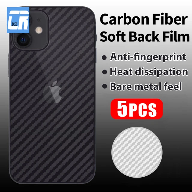 Película trasera de fibra de carbono mate para iPhone 11 12 13 Pro Max,  película protectora para iPhone 14 13 Mini XS Max XR, cubierta trasera no  de vidrio, 5 uds. - AliExpress