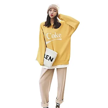 

Women Loose Sweater Plus Fake Two-piece Stitching Round Neck Pullover Casual Letter Print Tops Warm Women's Tracksuit*